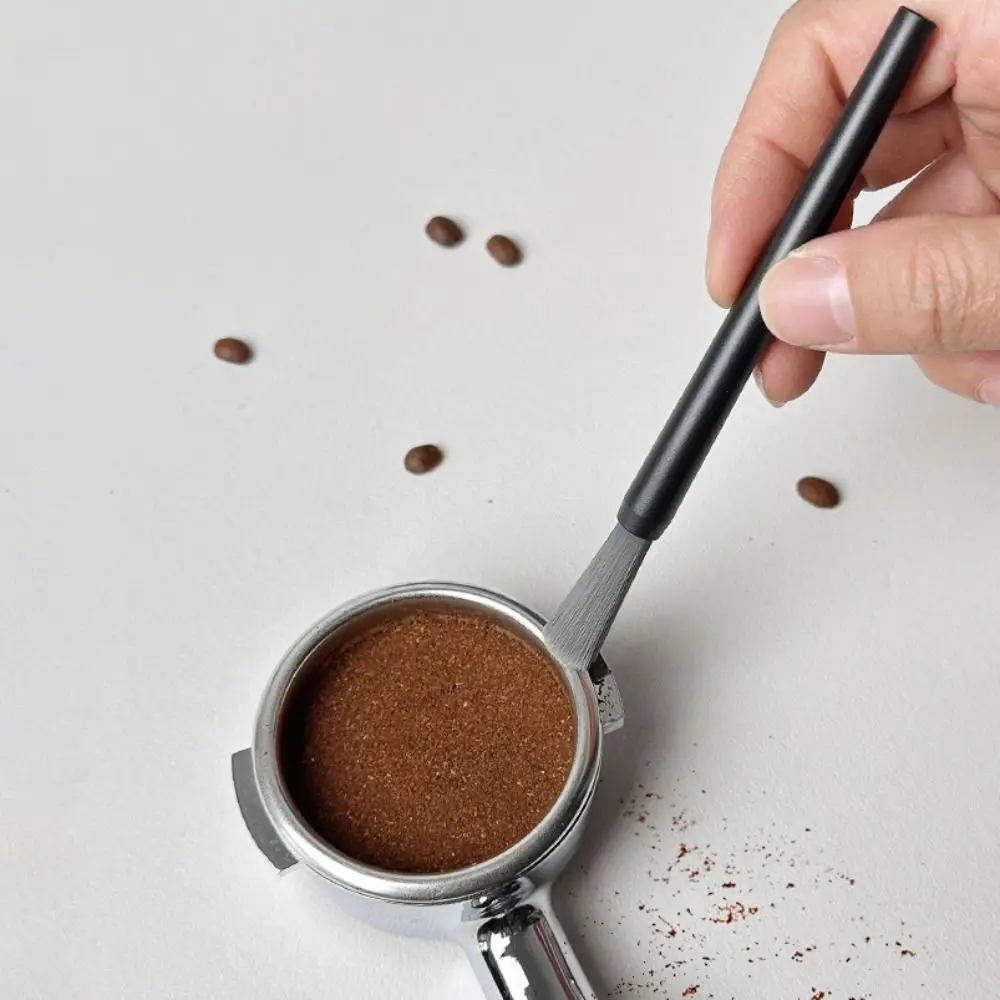 Long Handle Coffee Machine Cleaning Brush Deep Cleaning Soft Bristle Coffee Grinder Brush Nylon Bristles Durable