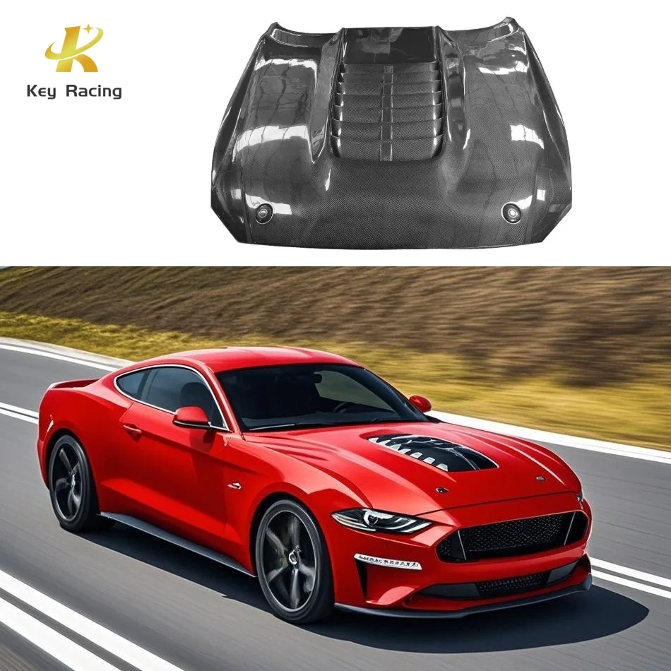 

Mustang GT500 стиль углеродное волокно крышка капота двигателя автомобильные аксессуары для Ford Mustang 2-дверный купе передний капот