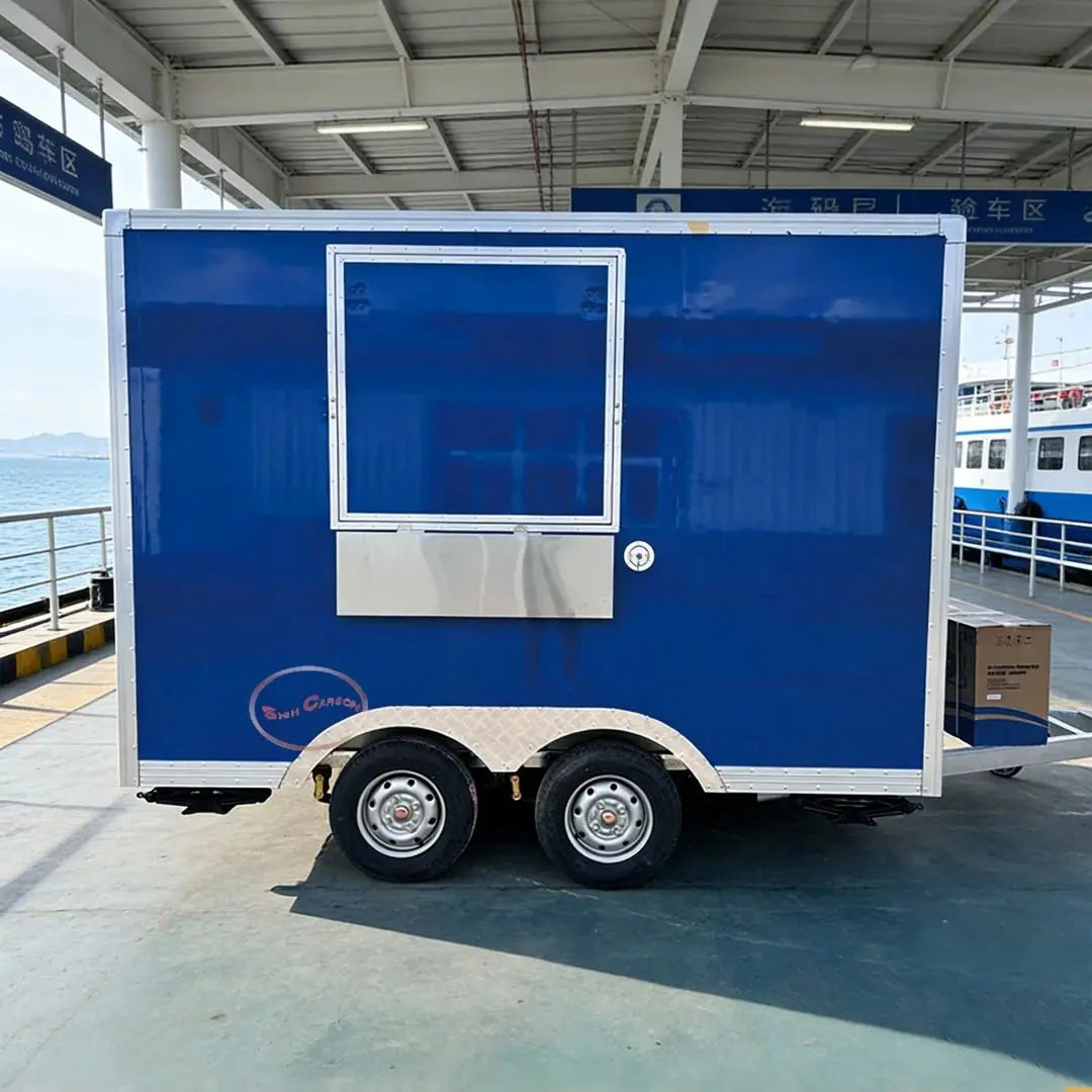 

Portable Durable Fiberglass Food Vending Trailer with Vent Hood And Sink for Outdoor Catering Mobile Kitchen Trailer