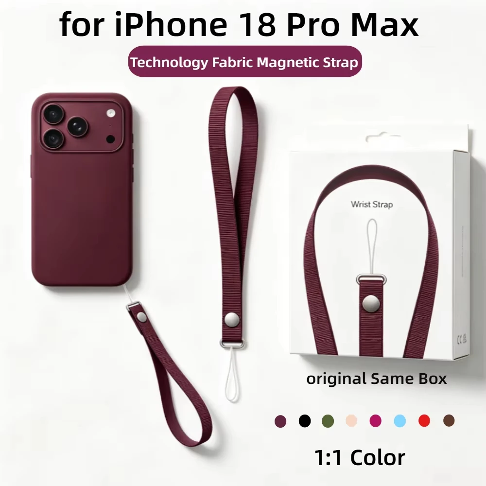 Bracelet magnétique tissé de qualité supérieure pour iPhone 18 Pro Max Duo 17 Pro, en tissu d'origine, anti-perte, bracelet de poignet pour téléphone portable 1:1