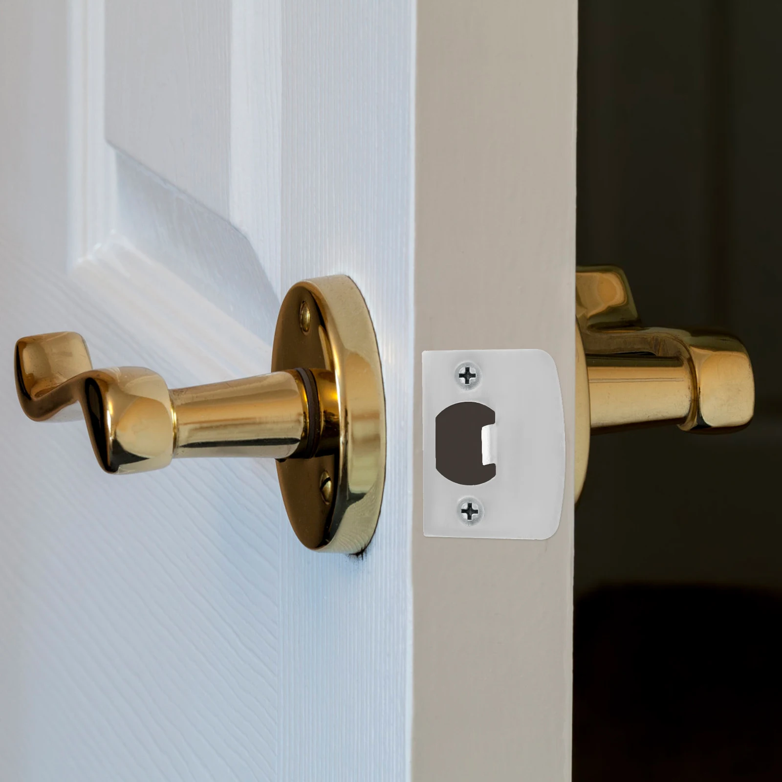 4Pcs Deadbolt Strike Plate Door Hole Cover Plate Stainless Steel Reinforcement Kit Front Door Security Installation