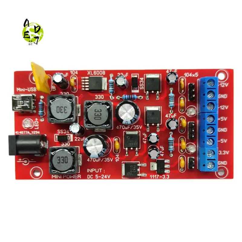 

AED7-Mini USB Dual Power Supply Module 5-24V To ±12V ±5V 3.3V Multiple Outputs Boost Converter Linear Regulator DIY Kit