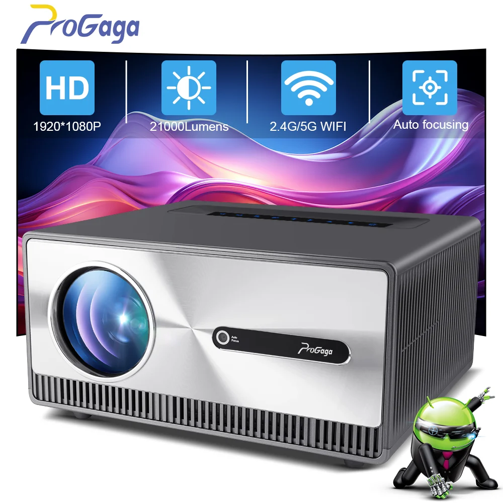 PROGAGA-proyector inteligente para cine en casa, dispositivo Full HD 1080P, PG600W, enfoque automático, 5G, WiFi, Android, vídeo 4K, PG600, PK, DLP,