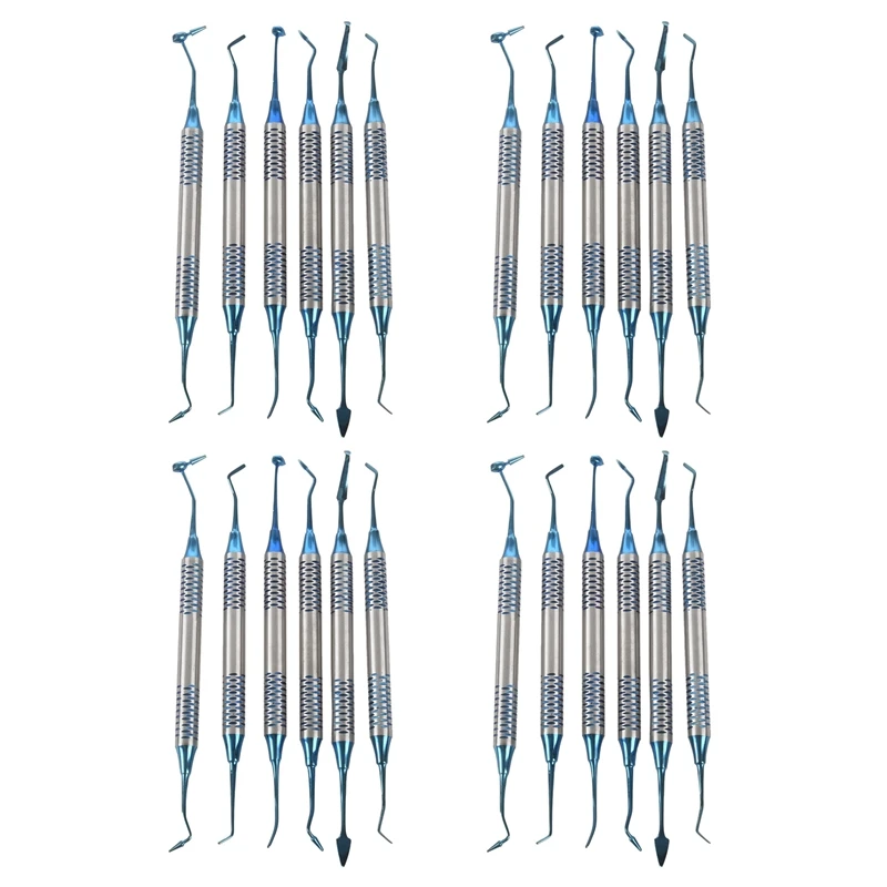 

24Pcs Composite Resin Filling Spatula Titanium Plated Head Resin Filler Set Thick Handle Set Instrument