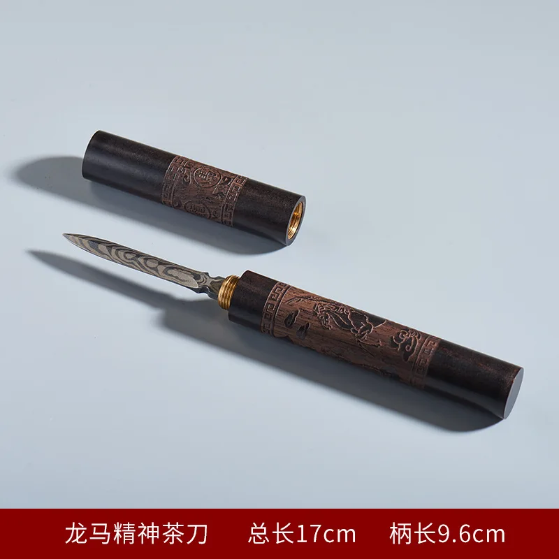 Tea Knife Needle Pick Stainless Ebony Chinese Puer Tea Needle Cutter Damascus Tea Knife Needle Pick With Wooden Handle Teaware