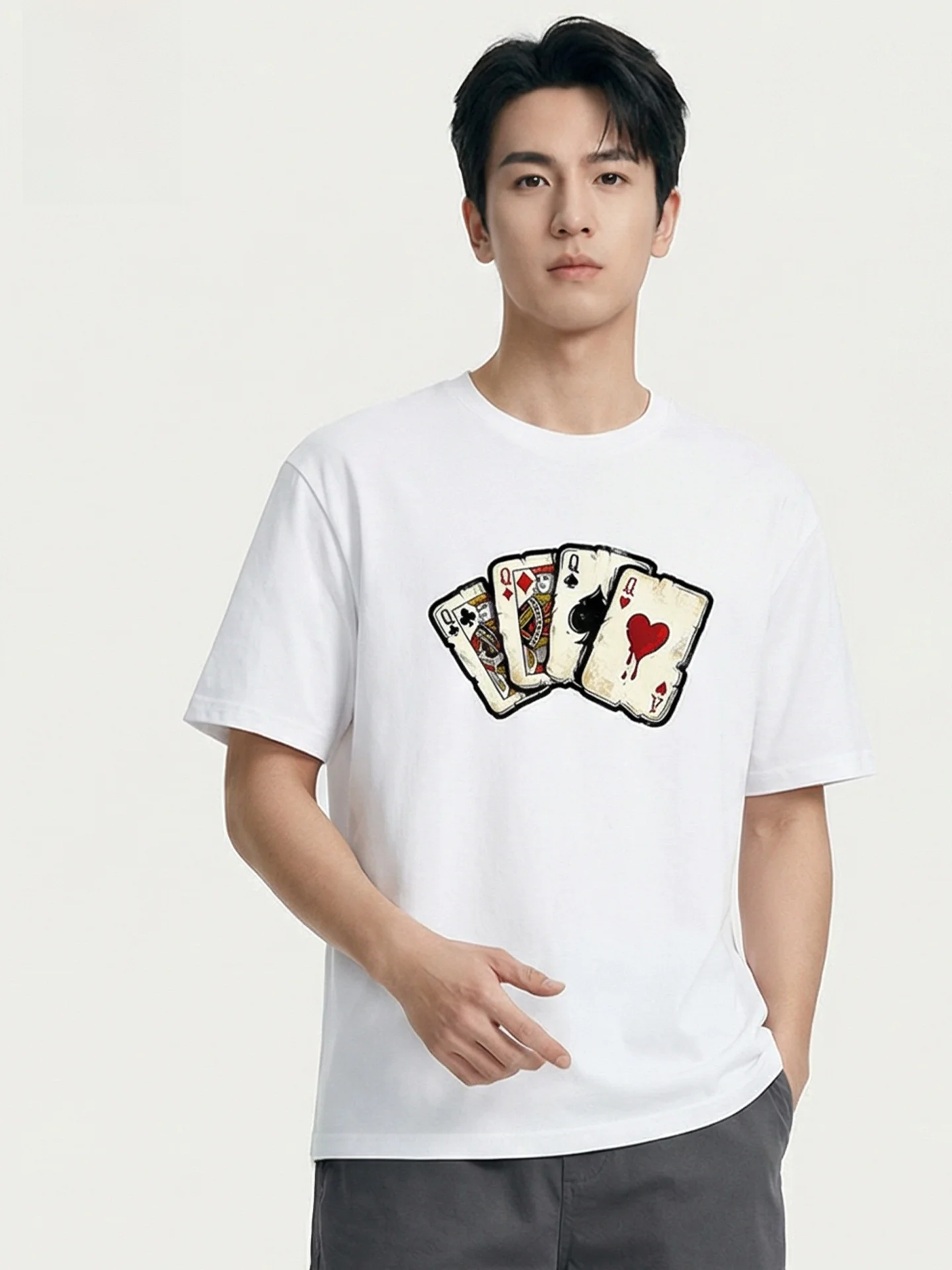 barbus-summer-2026-men's-cotton-t-shirt-short-sleeve-round-neck-printed-casual-breathable-wear-resistant-poker-pattern