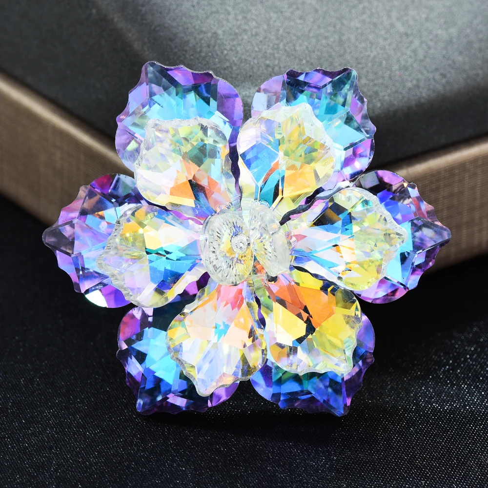 Crystal Flower 10 Colors Women Brooch Pins Hand Made Casual Jewelry Gift