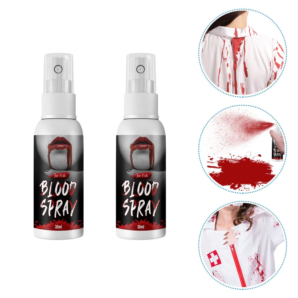 2 Pcs Spray Fake Washable for Halloween Party Cosplay Horror Props Body Makeup Fake Blood Red Liquid Blood