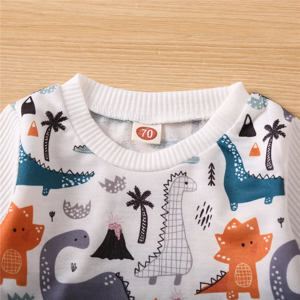 ZAFILLE Cartoon Animals Print Baby Clothes Set Autumn Kids Newborn Clothing Cute Male Toddler Boy Hoodies Pants Infant Sleepwear