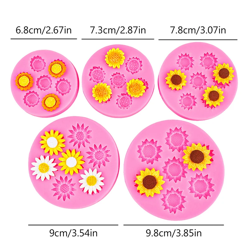Moule en Silicone pour chrysanthèmes et tournesols, bricolage, savon fait à la main, fleur, chocolat, gâteau à rabat, Dessert, décoration