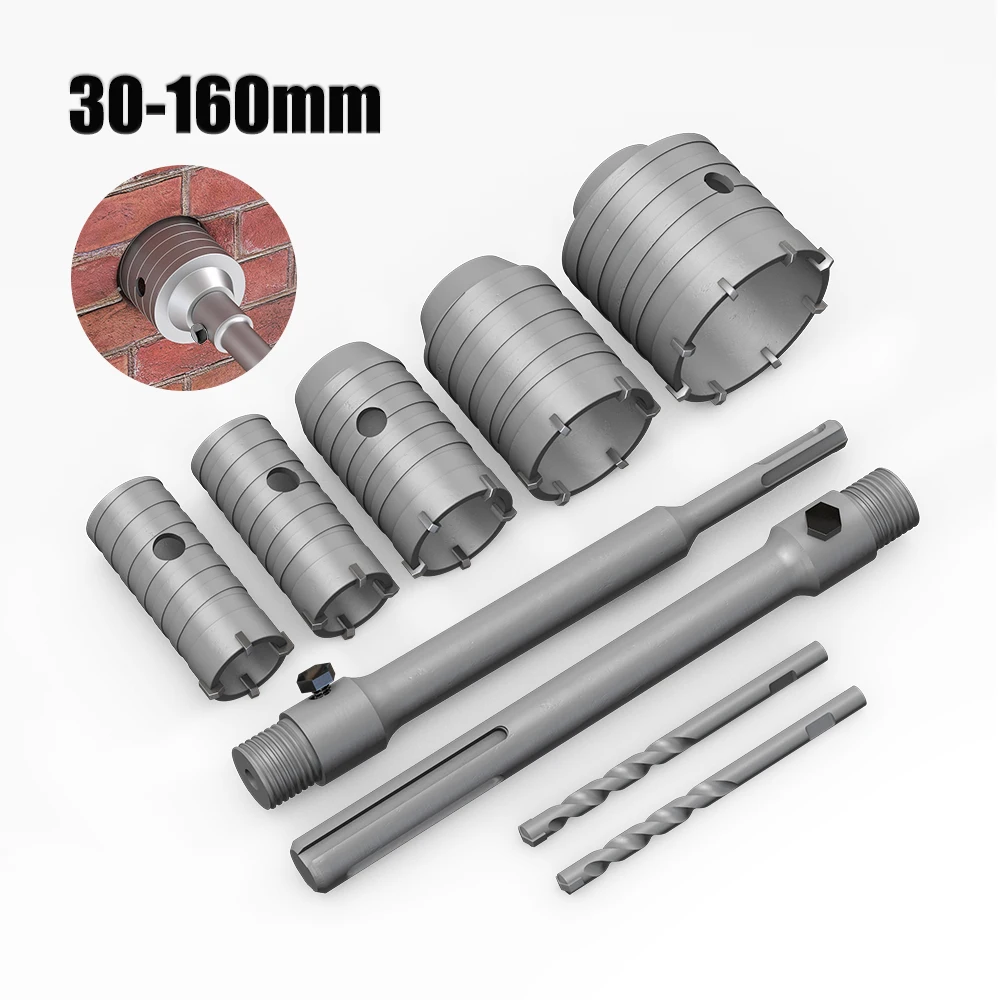 1Pc 30-150mm Drilling Crown for Concrete Wall Hole Saw SDS PLUS Hammer Drill Bit with Round Shaft Cement Stone Cutter Tool