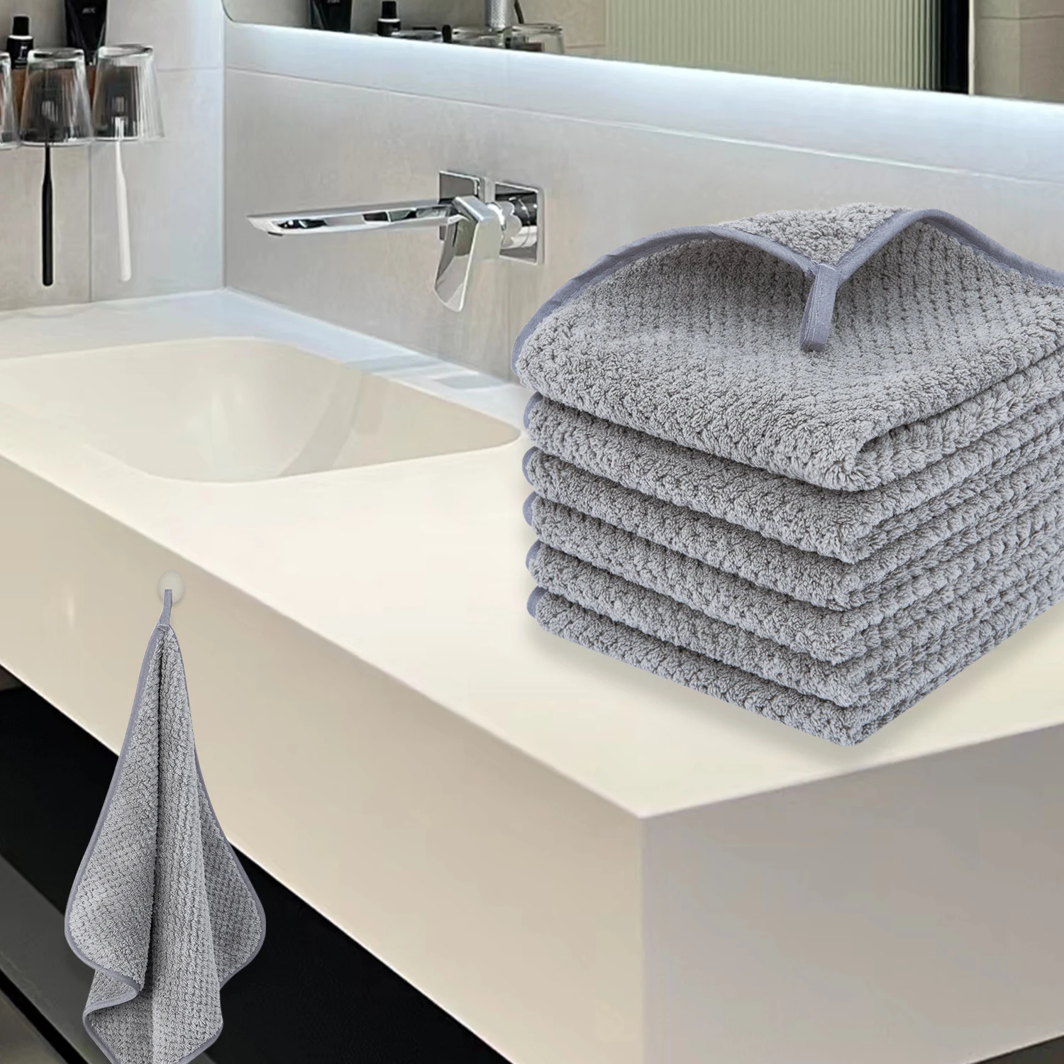 Cotton Hand Towel, Soft And Super Absorbent Reusable Cotton Face Towels, 33.02 X 33.02 cm Face Washcloths, Easy to Rinse Facial