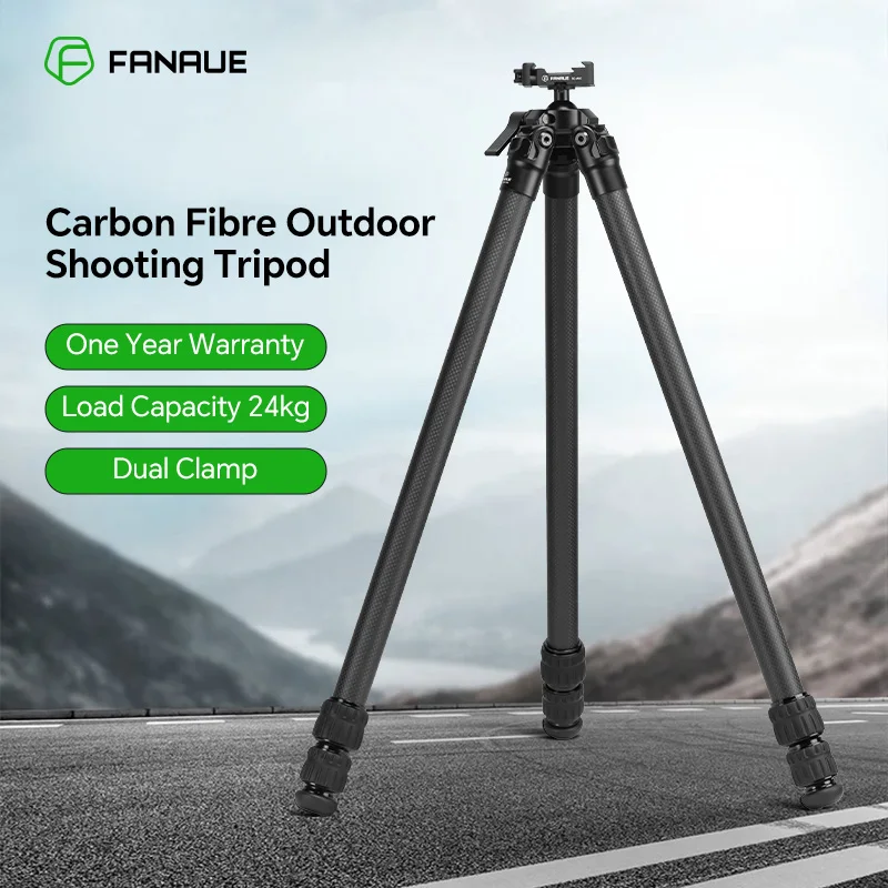 FANAUE Carbon Fiber Tripod for Outdoor Hunting with Quick Release Clamp Compatibility Arca Swiss/Picatinny/RRS Dovetail