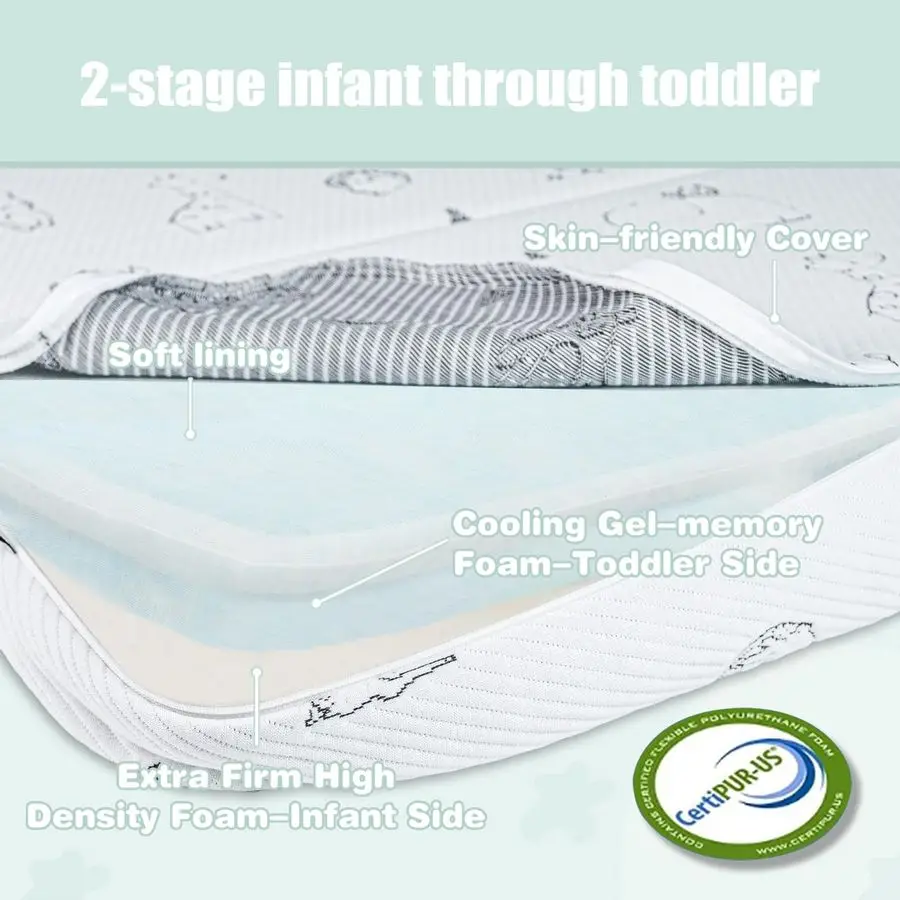 مرتبة التعبئة والتشغيل، مرتبة أطفال من إسفنج الذاكرة مزدوجة الجوانب مقاس 38 × 26 للتعب في الحزمة، مراتب لعب محمولة قابلة للطي مع #4