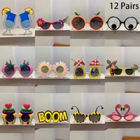 12 pares por juego lindos gafas de sol de playa 2025 hombres divertidos vacaciones de verano tonos decorativos mujeres diseño de moda gafas de sol Rave