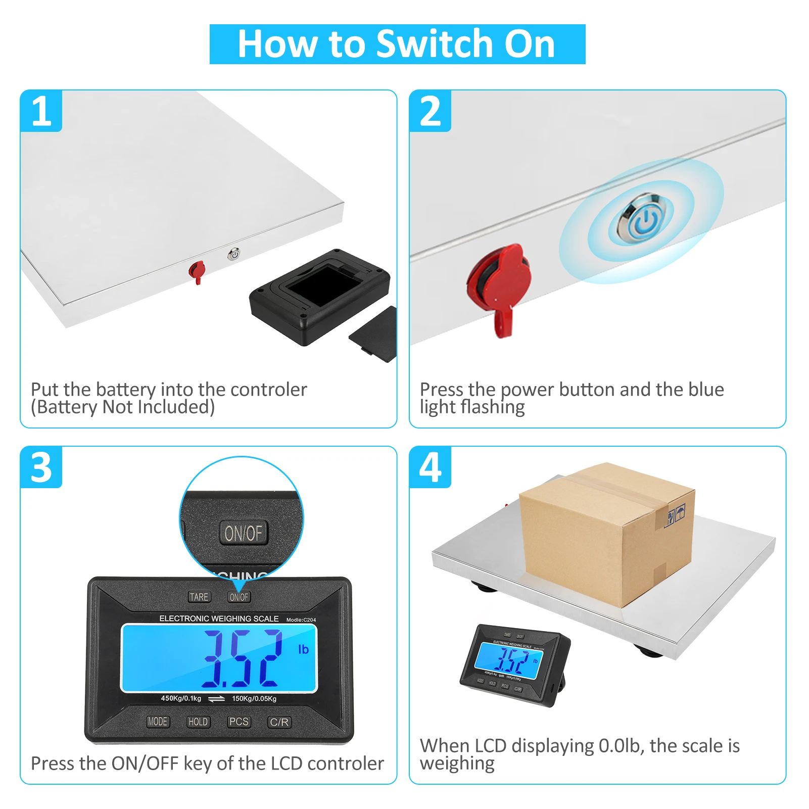 Bilancia postale per impieghi gravosi bilancia di spedizione da 450kg display Wireless in acciaio inossidabile/tara/3 unità bilancia digitale a