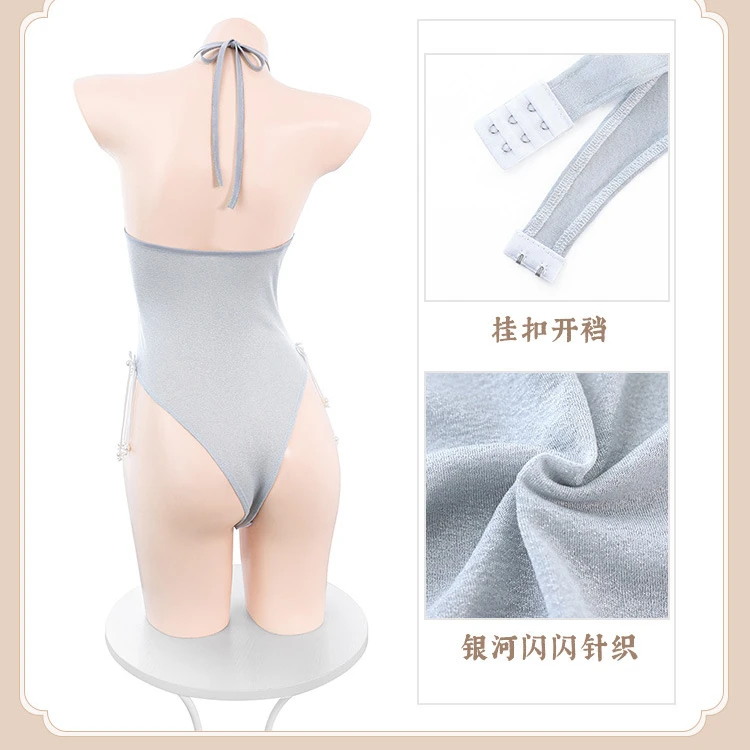 Women's Sexy Micro Anime Bikini Halter Thong One-Piece Teddy Leotard Lolita Jumpsuit Japanese Cosplay Lingerie Babydoll Bodysuit