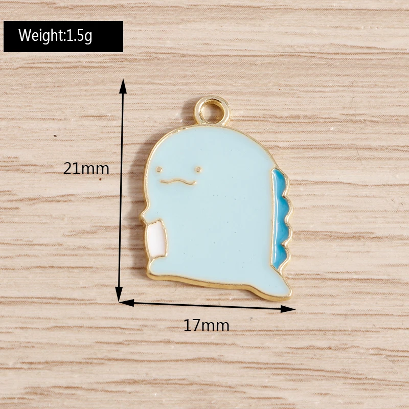 Tusember 10 Stück Mix Niedliche Charms Emaille Dinosaurier-Anhänger für Schmuckherstellung Niedliche Ohrringe Halsketten Armbänder DIY Bastelarbeiten – Detail 7