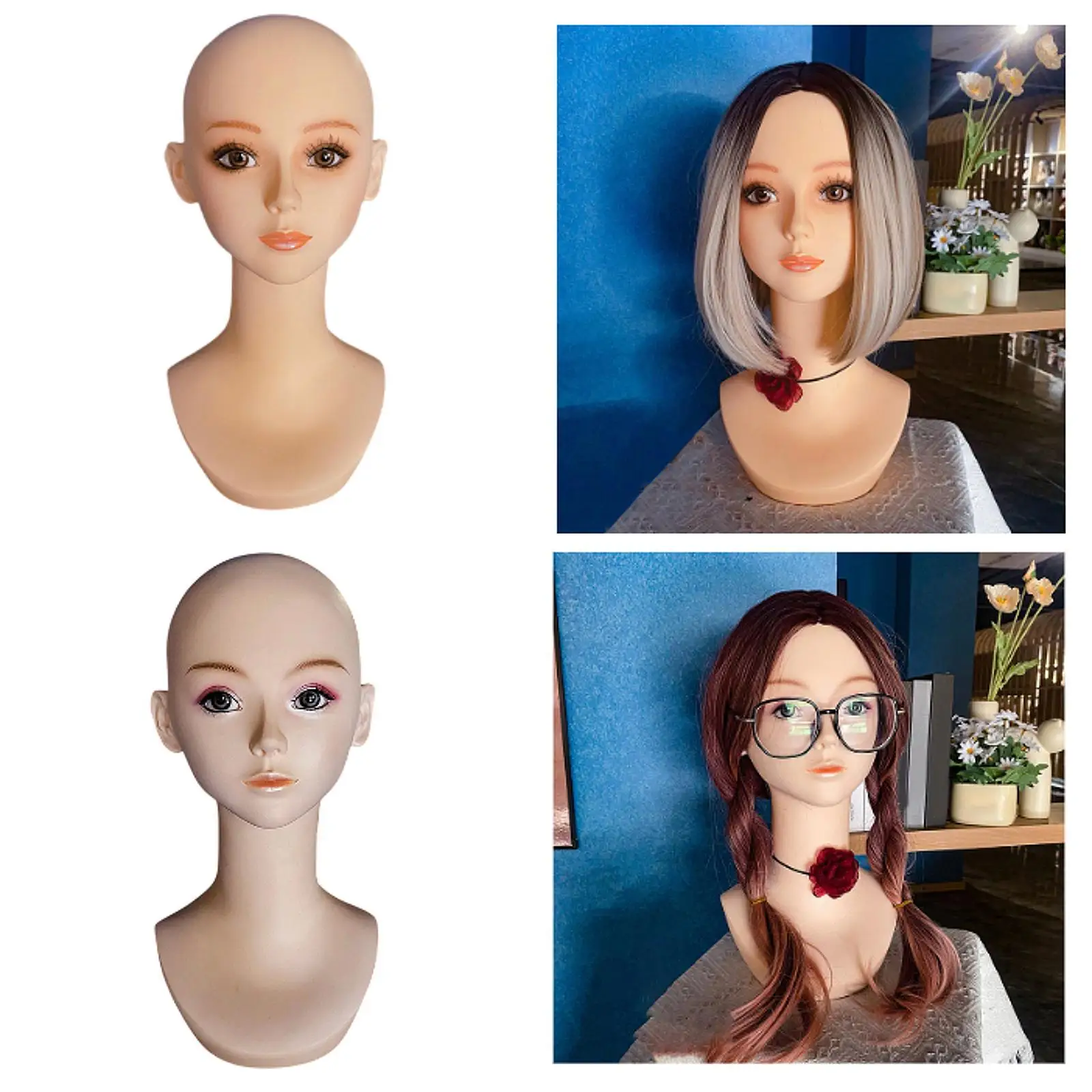

Mannequin Head Wig Head Display Prop Wig Display Stand Jewelry Display Head for Beauty Accessories Scarves Hat Glasses