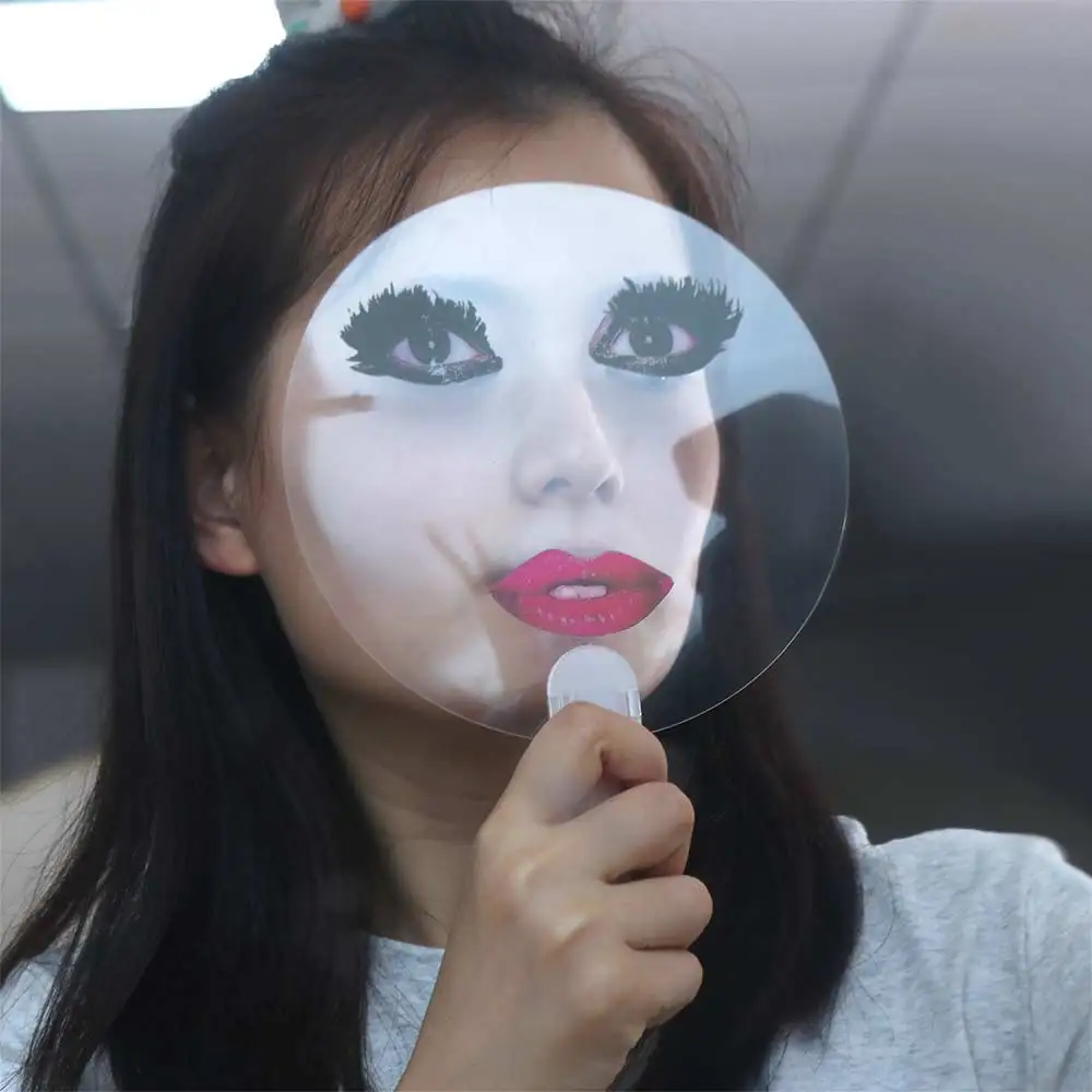 

Exaggerated Transparent Hand Fans PVC Printed With Make Up Red Lips Hand Fan Funny Long Eyelashes Printing Fan Friend Gift