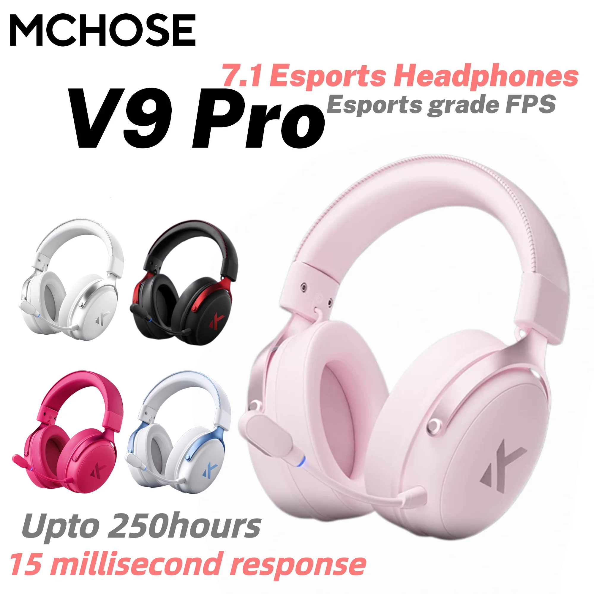 MCHOSE V9 Pro Gaming Wireless  Headset Surround Sound Headphones Noise Canceling Mic Low Latency Lightweight for PS5 PC SWITCH