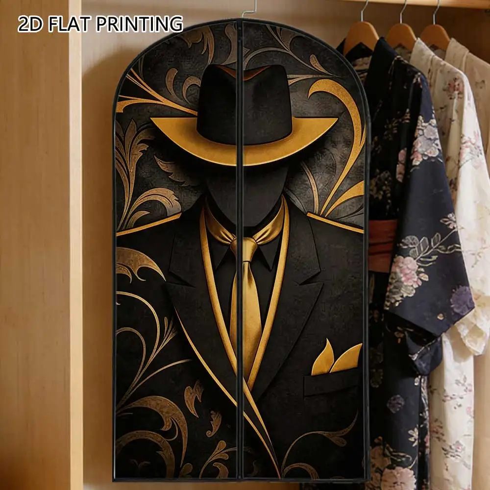 1pc Gentleman Suit Hat Compressed Dust Cover Clothes Compression Hanging Storage Bag Household Wardrobe Organizer