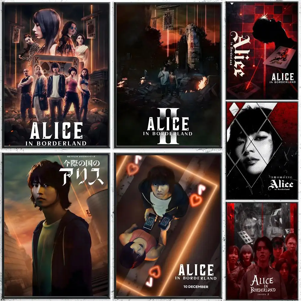 TV Series Alice in Borderland Poster Self-Adhesive Waterproof Wall Stickers, Coffee Bar Home Wall Decor