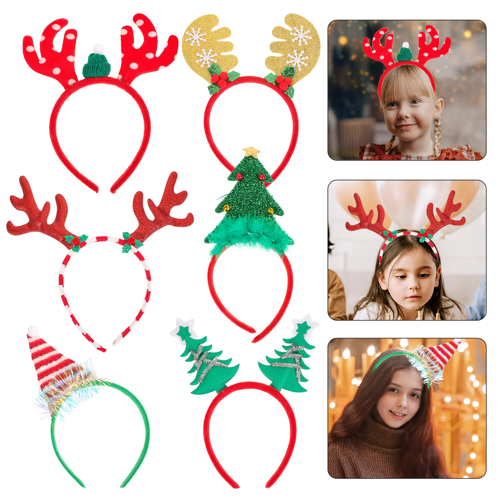 

6pcs Christmas Headbands Xmas Hair Hoop Party Decoration Holiday Hair Accessories For Cosplay Festival Winter Theme Event Decor