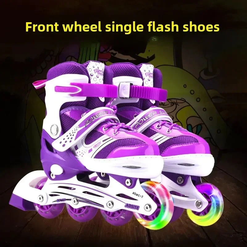 Four Wheel Inline Skate Shoes,Multiple Colors and Sizes,Children's Roller Skates Boys and Girls All Flash Set Age