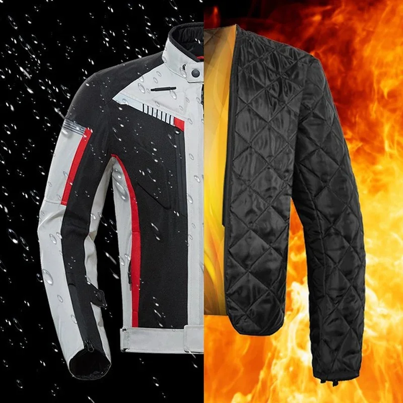 Men Winter Motorcycle Jacket Pants Suit Cold-proof Waterproof Windproof Anti-fall Protective Riding Outfit Moto Gear Accessories