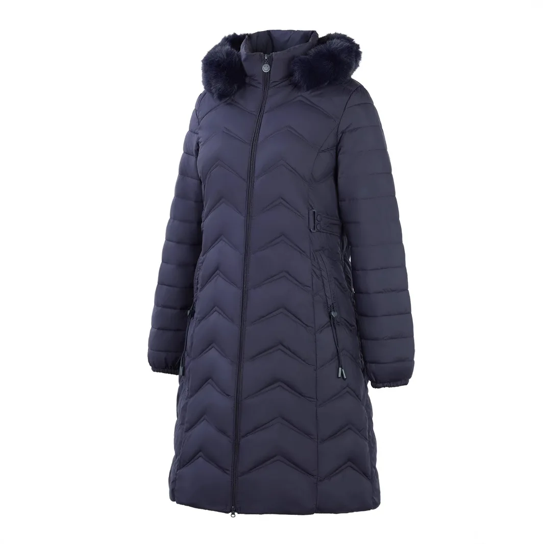 2025 Winter Long Cotton Jacket Over The Knee Slimming Down with Fur Collar Women's Cotton Jacket