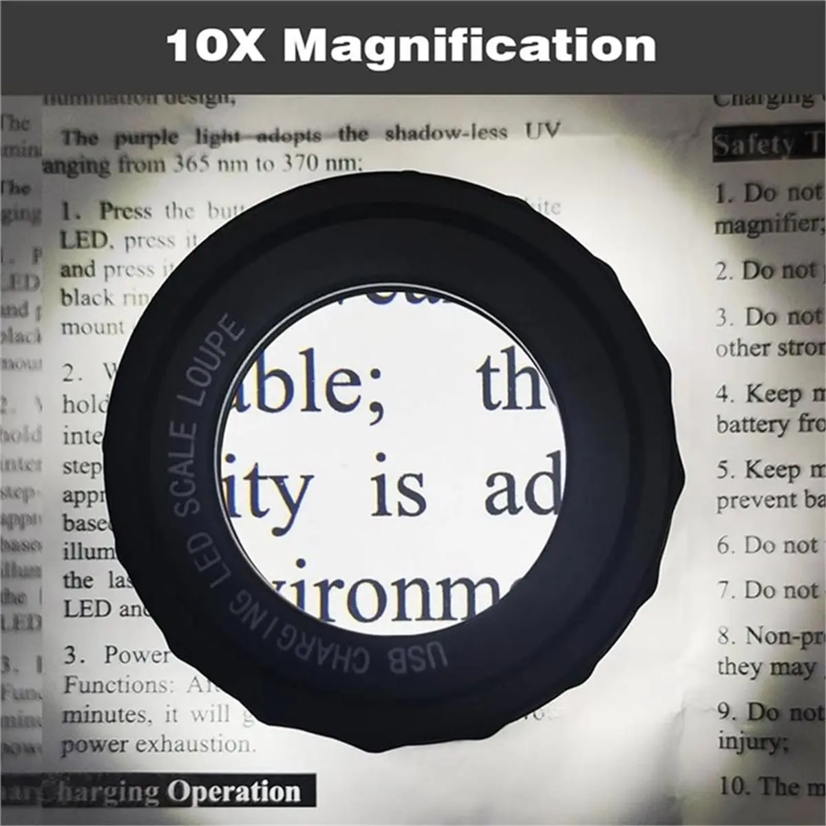 HAPPY EVER Rechargeable Loupe 10x Jewelers Loupe Magnifier with UV and LED Lights, for Gemstones Identification