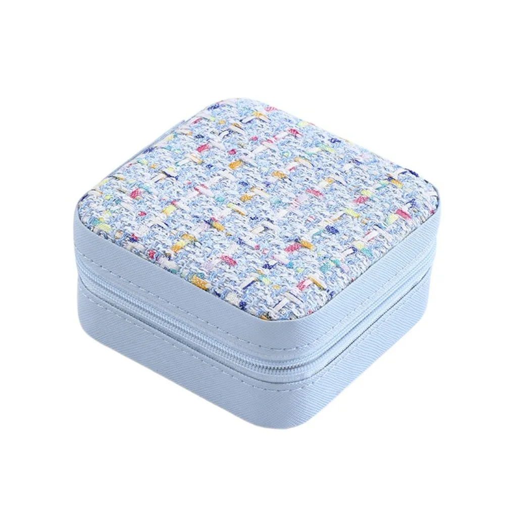 

Двухслойная сумка для упаковки ювелирных изделий из искусственной кожи с цветочной пряжкой, держатель для ювелирных изделий, квадратный многофункциональный чехол для хранения сережек