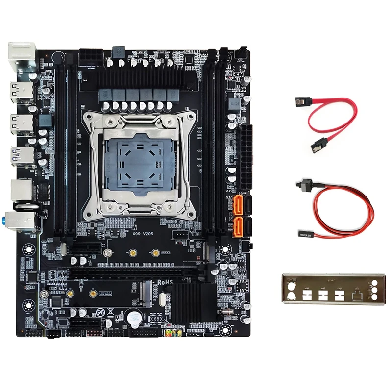 X99 Computer Motherboard +Baffle+SATA Cable+Switch Cable LGA2011-3 DDR4 Support 4X32G For 5820K 5960K E5-2678 V3 CPU