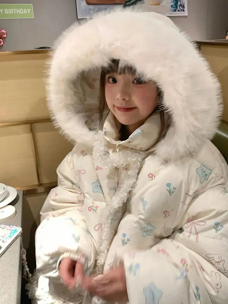 

Японское пальто Kawaii с длинными рукавами, воротник из искусственного меха, женское пальто на молнии с капюшоном, винтажное субкультура, Harajuku, однотонная осенняя уличная одежда