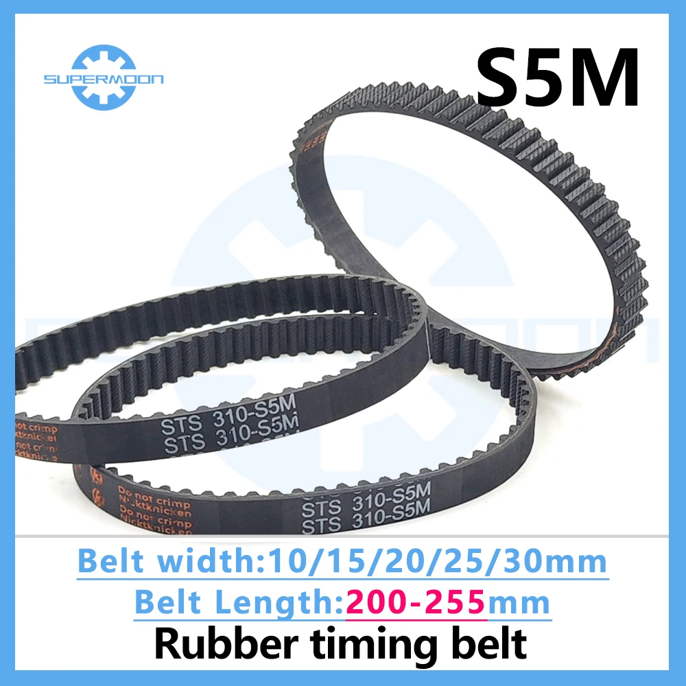 

S5M Timing Synchronous Belt length 200 205 210 215 220 225 230 235 240 245 250 255mm Width 10-30mm Transmission Closed-Loop Belt