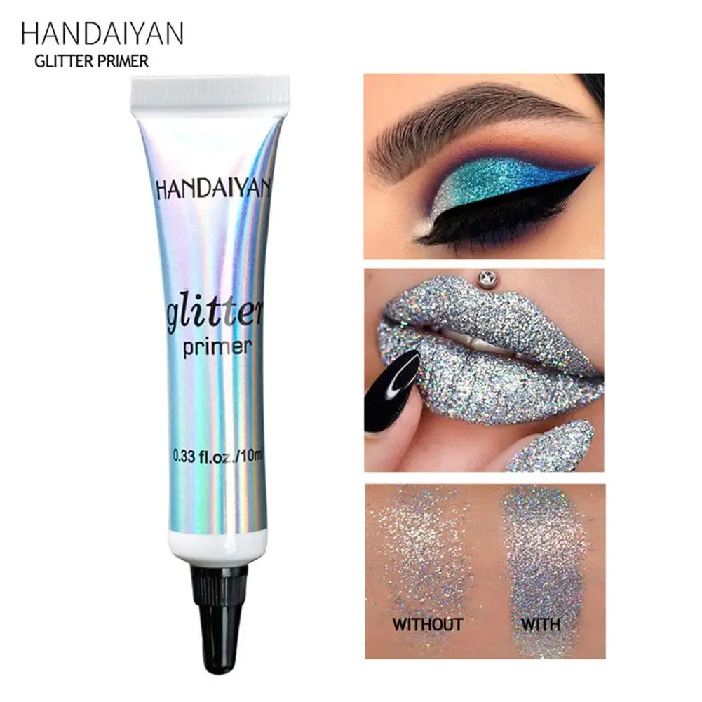 Base de Maquillaje con Brillo de 10 ml, Adhesivo Multiusos para Sombras de Ojos y Labios, Base de Maquillaje de Larga Duración para Aplicación de Brillo en Rostro, Ojos y Labios