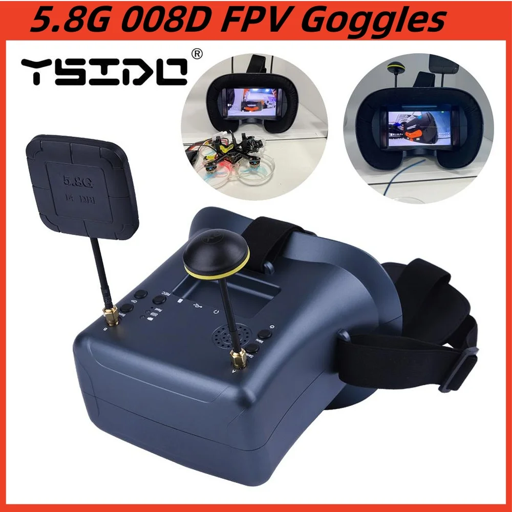 008D  FPV Goggle 5.8GHz 40ch Receiver with DVR 3.7V/2000mAh Battery 4.3 inch HD LCD 16:9 for Racing Drone Micro BWhoop Drone