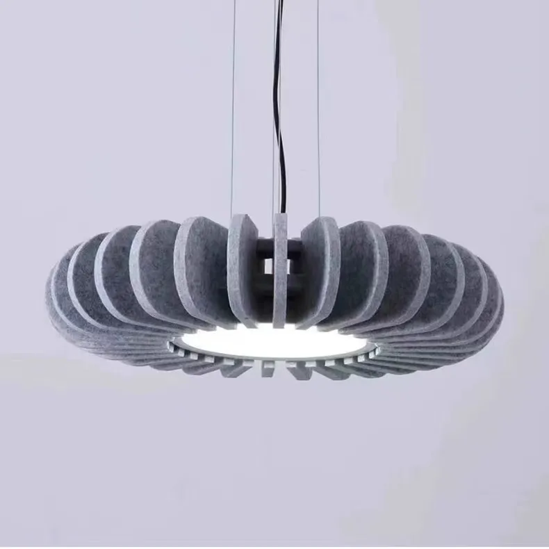Fresh Green Pleated Felt Pendant Lights Nature Inspired Fan Shaped Hanging Lamps Living Room Bedroom Dining Art Modern Fixture