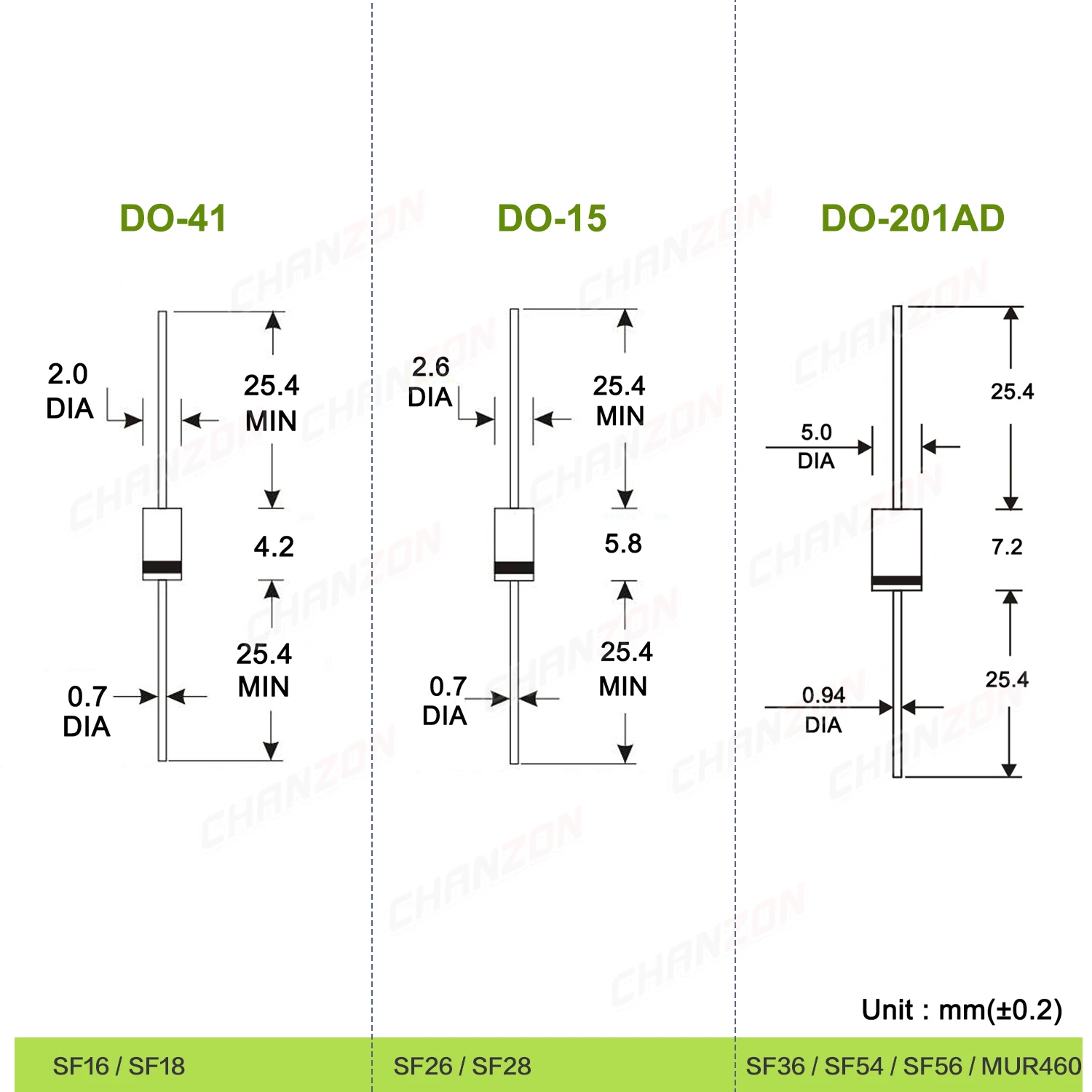 SF16 SF18 SF26 SF28 SF36 SF54 MUR460 Ultra Fast Recovery Rectifier Diode Axial D0-41 DO-15 DO-021AD 1 2 3 4 5 A 200V 400V 600V