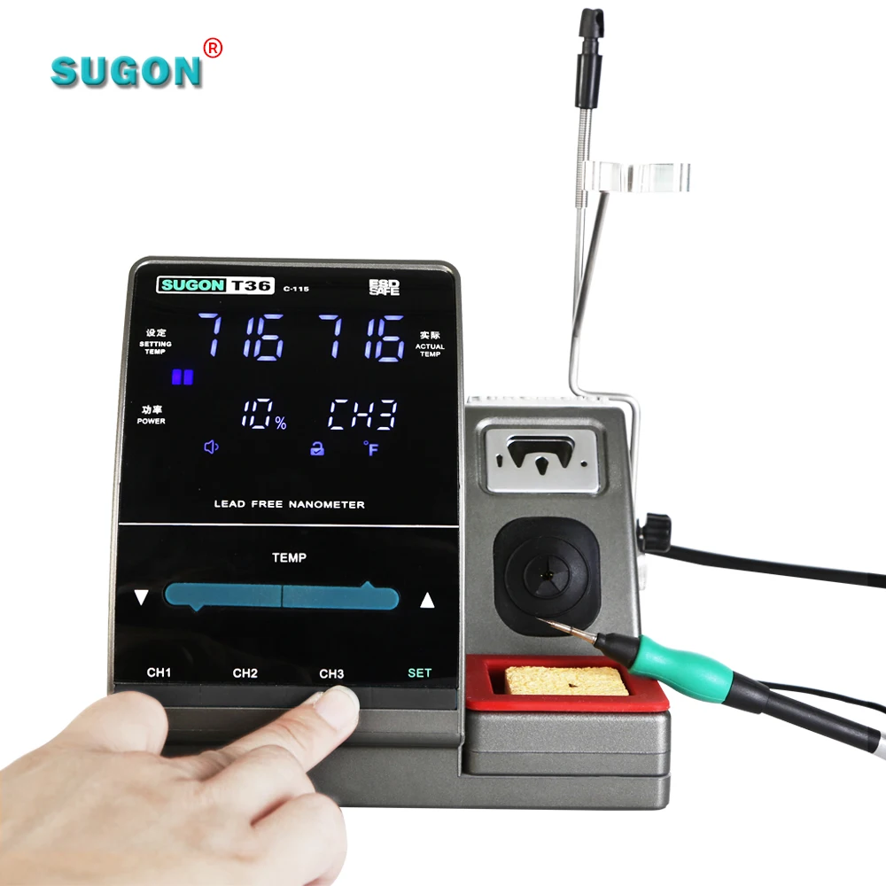 Use 115 Tips Sugon T36 Digital Soldering Iron Phone Repair 40W Kit Hot Air Rework Station For Mobile Repair