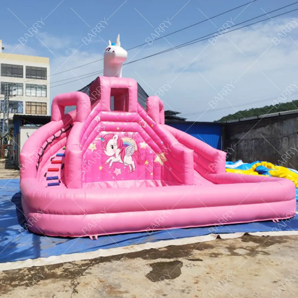 

Crazy Double Lane Unicorn Inflatable Water Slide With Detached Pool Inflatable Toys Accessories Inflatable Castle With Slide