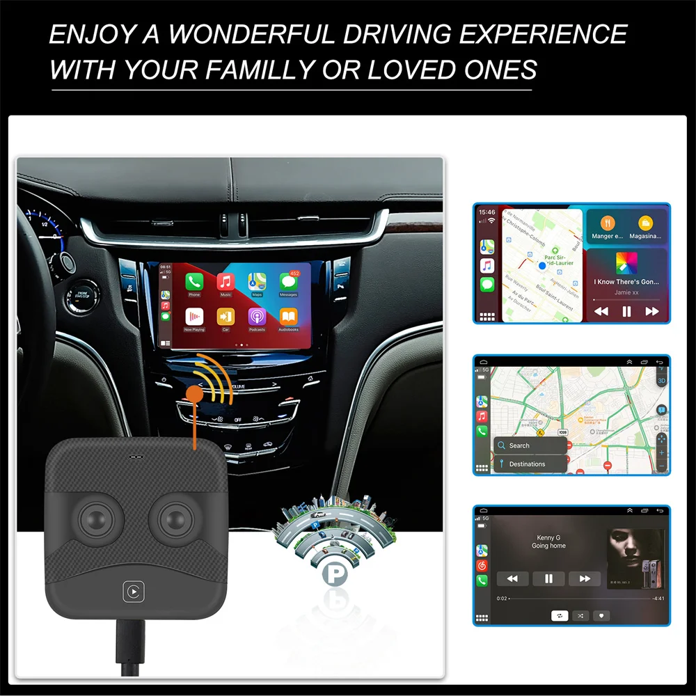 Wired To Wireless CarPlay AI Box Wireless Android Auto Adapter Bluetooth WIFI Plug And Play For VW BMW Audi Benz KIA Ford