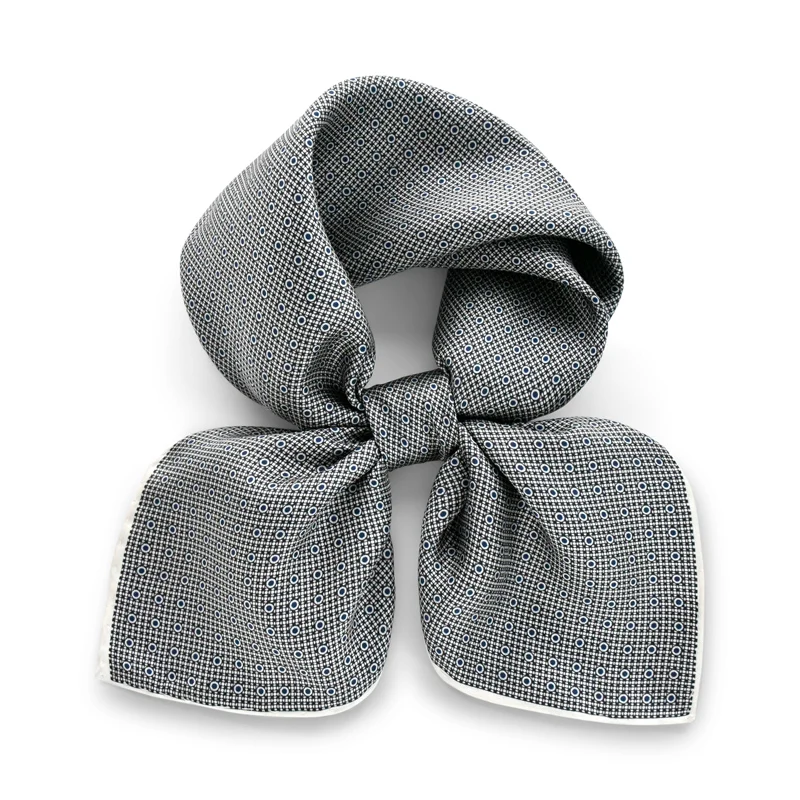Gray Grid Men's Pocket Square 100% Silk Scarf Twill Women Wrap Neckerchief 50cm Shawl Business Luxury Gift Handkerchief