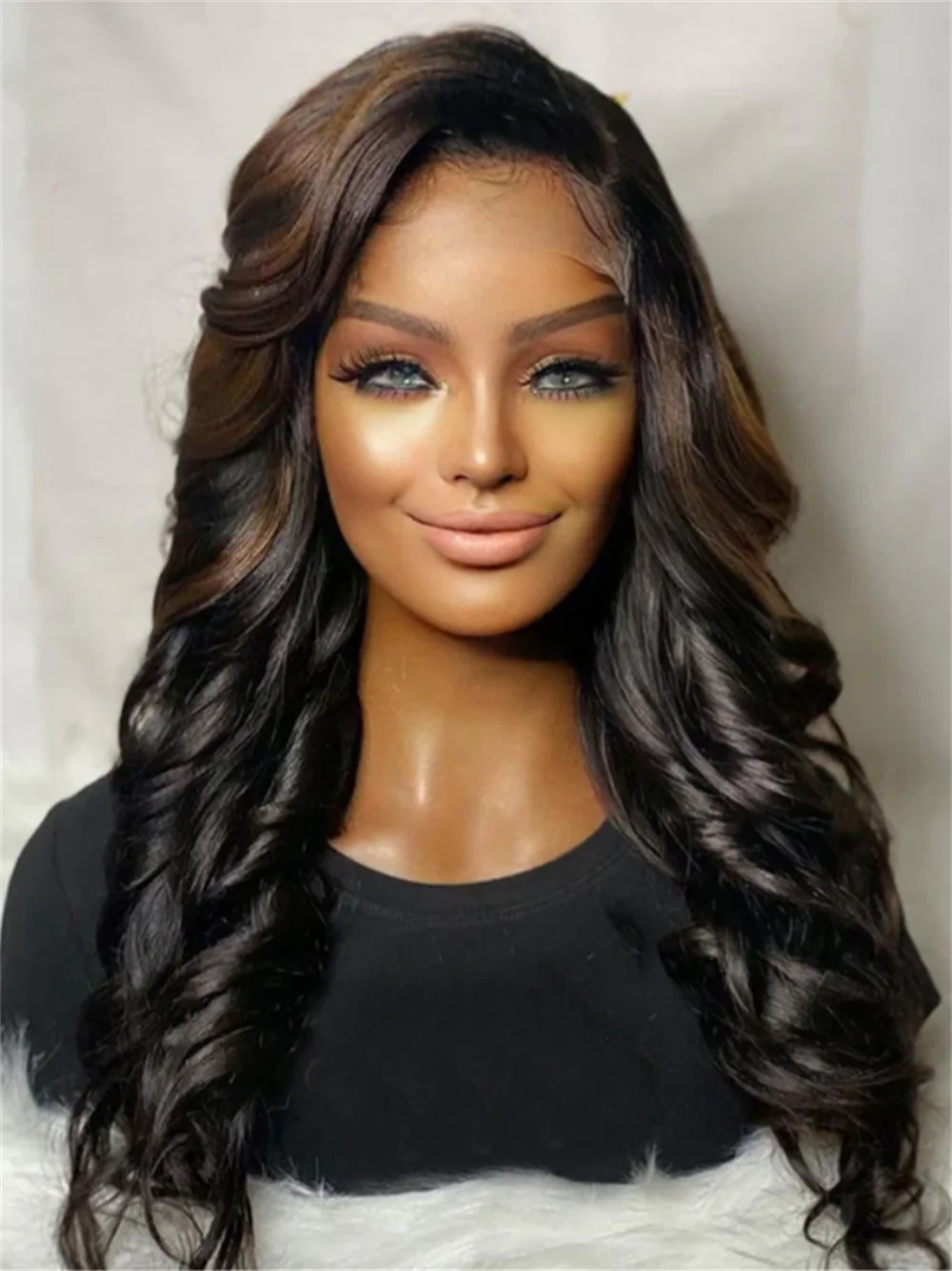 Long 28 inch Ombre Black 5x5 Silk Base Body Wave Jewish Human Hair Wig Baby Hair HD Lace European Hair Preplucked Glueless