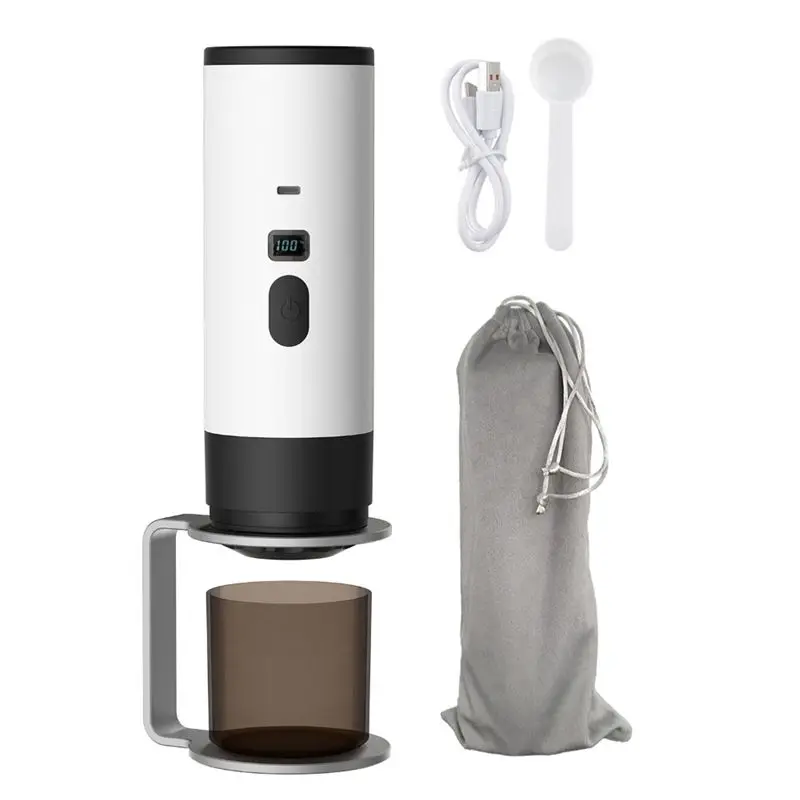 

A96K-Portable Espresso Coffee Maker Electric Self-Heating 2-In-1 Machine For Travel, Car & Hiking - Fast Brew Anywhere