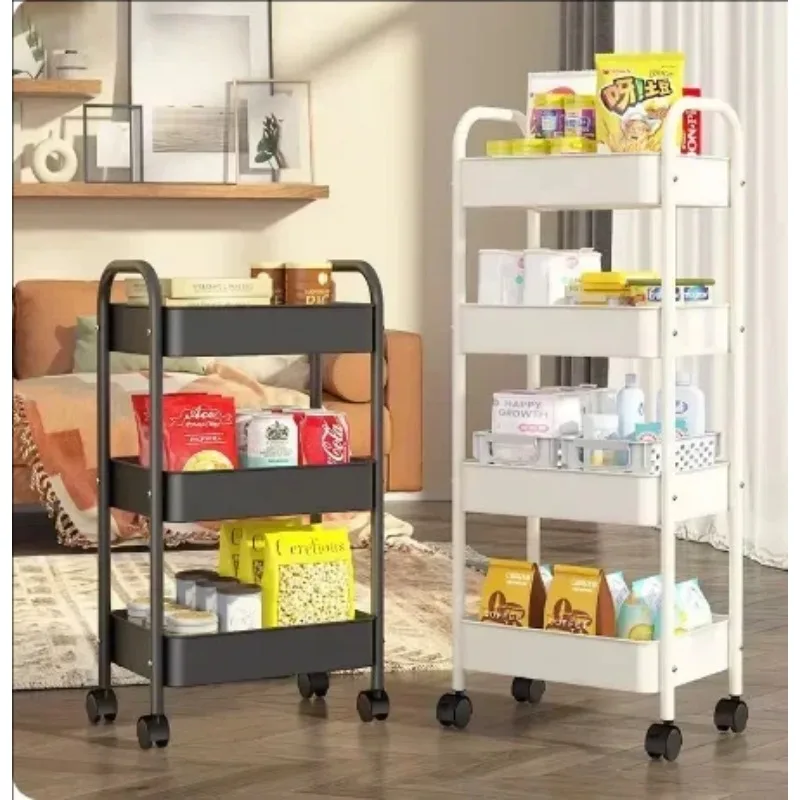 Household Multi-layer Small Cart Storage Rack Floor To Floor Kitchen Bedroom Bathroom Storage Rack Storage Rack With Wheels