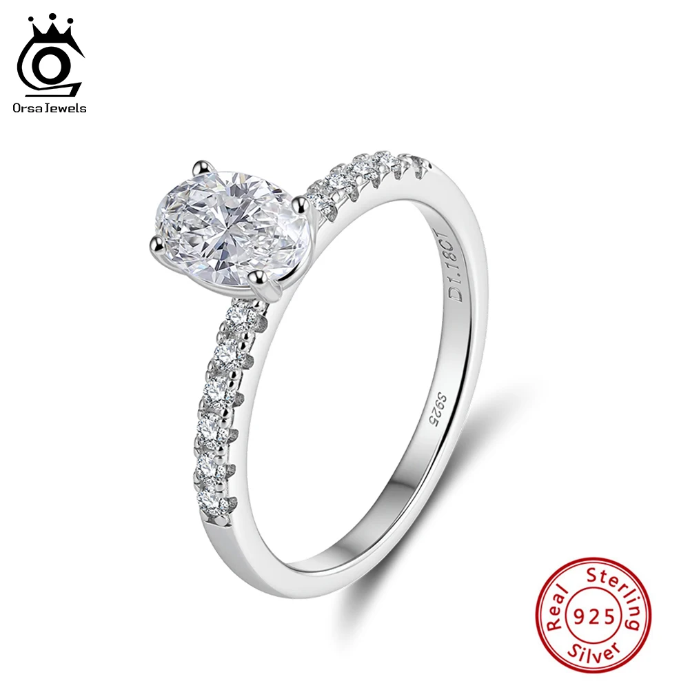 

Кольцо ORSA JEWELS с муассанитом цвета D, оригинальное кольцо из стерлингового серебра 925 пробы, свадебное блестящее овальное кольцо с муассанитом, подарок на годовщину MOR10