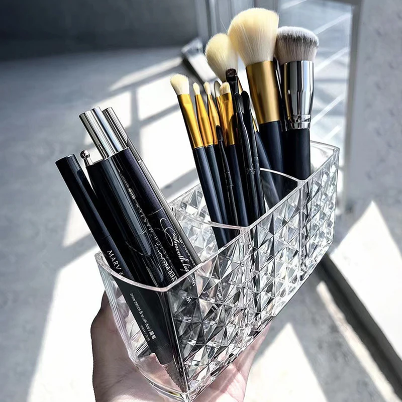 1 X Makeup Brush Holder Transparent Acrylic Cosmetic Case Makeup Eyeliner Pen Foundation Eyeshadow Box Desktop Storage Organizer