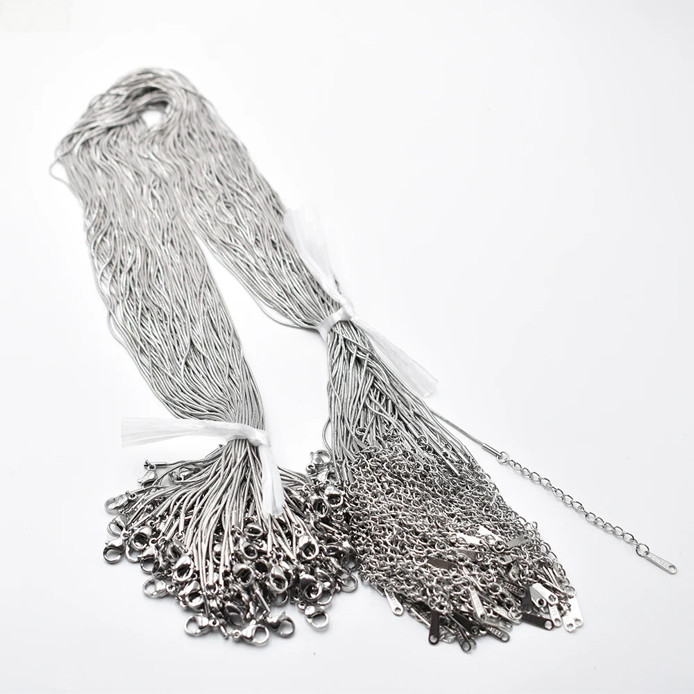 Großhandel 100 Stück/Lot 0,9mm Edelstahl Schlangenkette Halskette 45cm+5cm Kette Karabinerverschluss DIY Schmuckzubehör – Detail 5